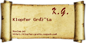 Klopfer Gréta névjegykártya